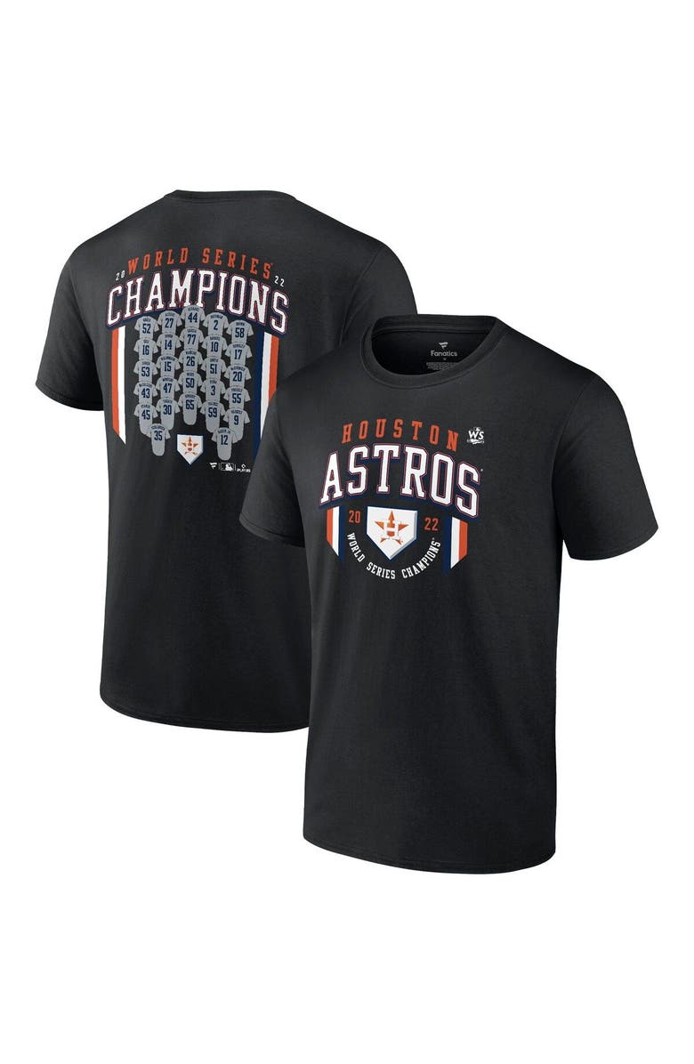 FANATICS Men's Fanatics Branded Black Houston Astros 2022 World Series Champions Roster Jersey T-Shirt, Alternate, color, 