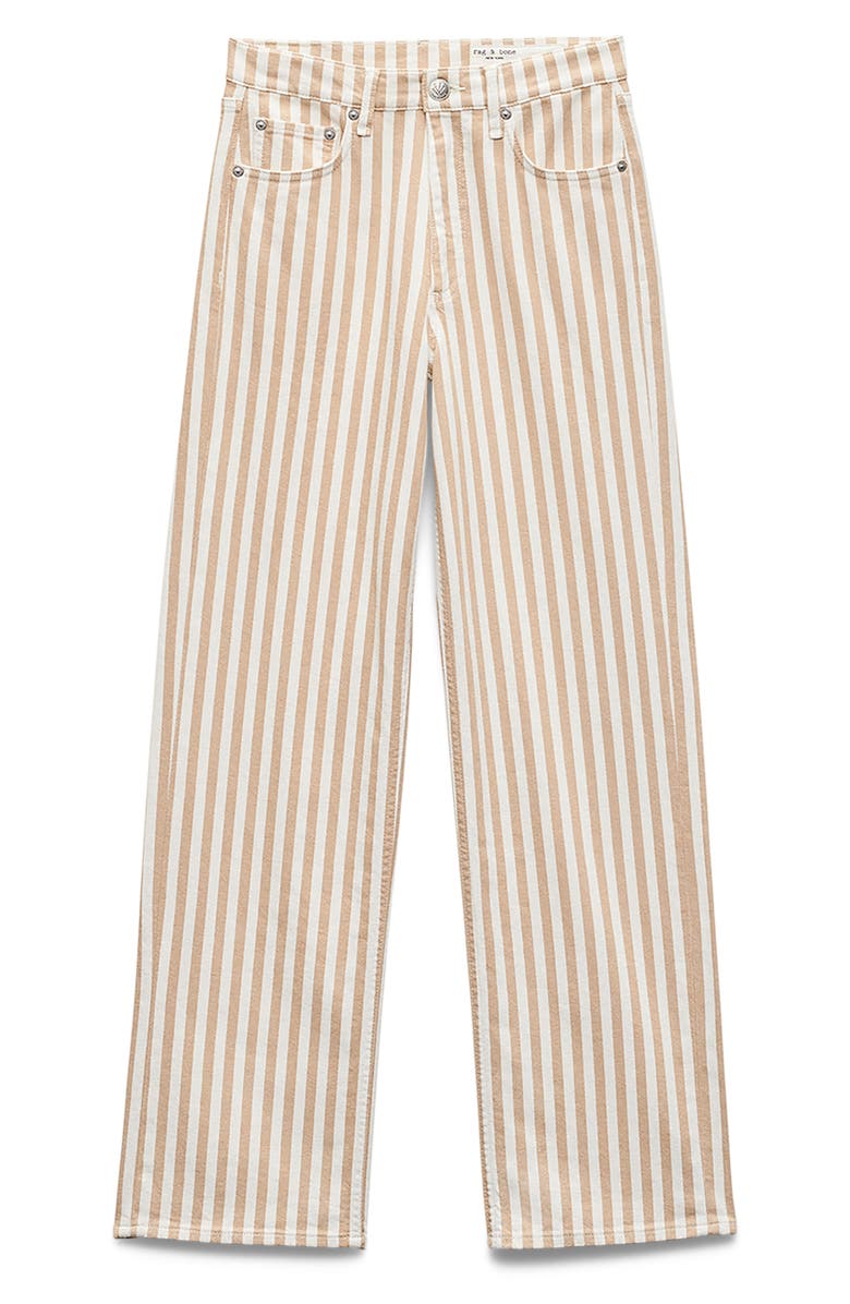 rag & bone Shea Stripe High Waist Relaxed Straight Leg Jeans, Alternate, color, Tan Stripe