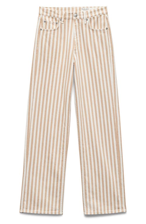 Rag & Bone Womens Tanstripe Shea High-rise Relaxed Straight-leg Cotton-blend Trousers In Neutral