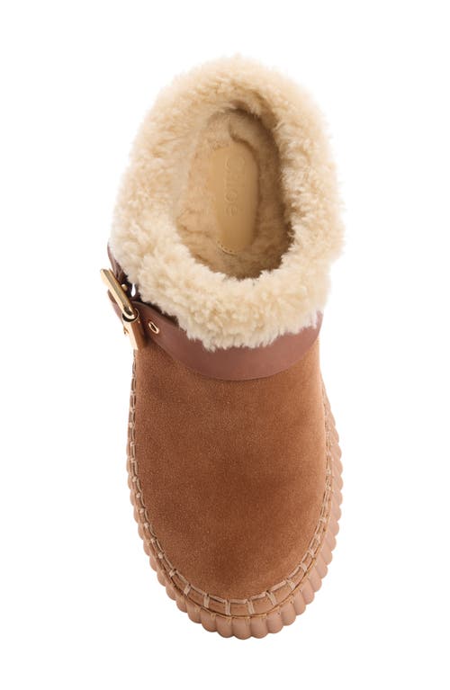 Chloé Nama Suede Shearling-lined Platform Clogs In Neutral