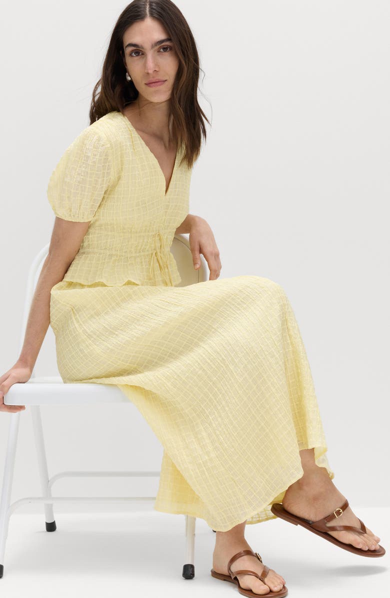 M&S Textured Tie Waist Dress, Alternate, color, Yellow