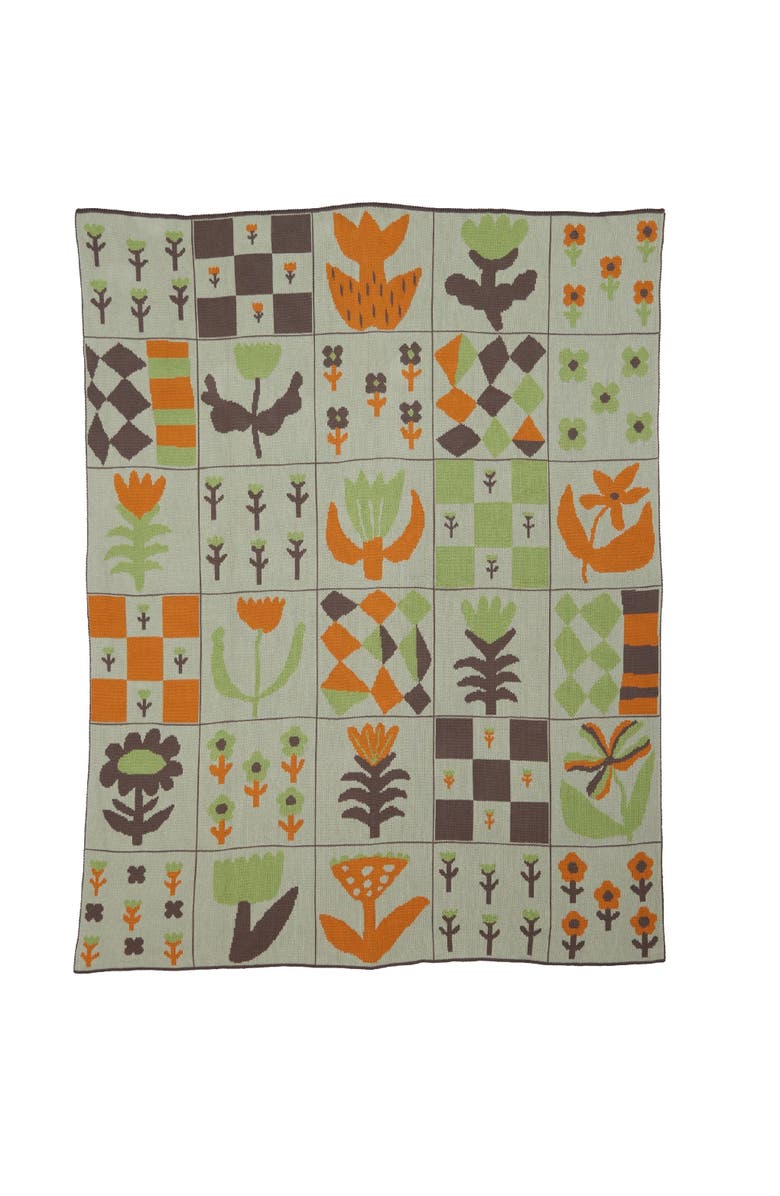 Biquette Toni Darling Frank Knit Throw Blanket, Main, color, Minty Orange