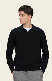 Italic Olivier Birdseye Cashmere Long Sleeve Polo