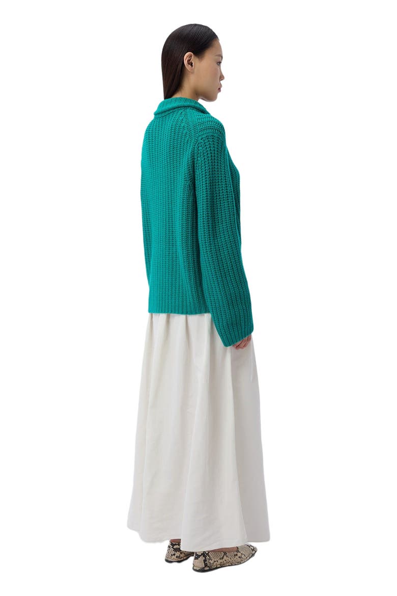 Chunky Cashmere Cardigan with Zipper, Alternate, color, dynasty green