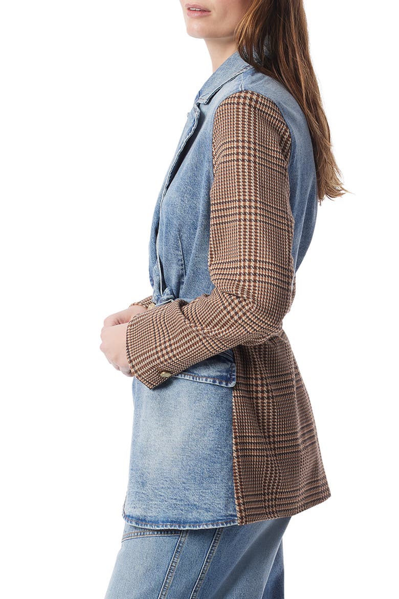 Everly Mixed Media Belted Blazer, Alternate, color, LAKESIDE WASH - GLEN PLAID