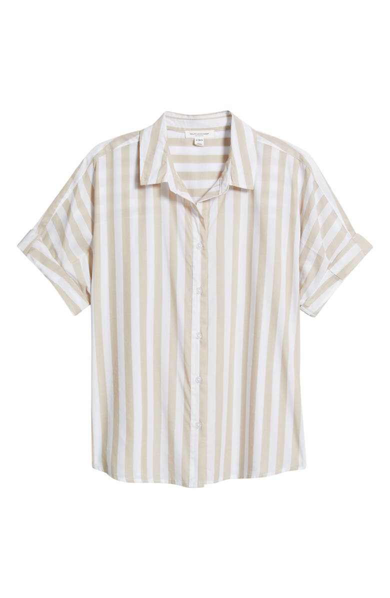 beachlunchlounge Chase Cotton & Modal Button-Up Shirt, Main, color, Toasted Khaki