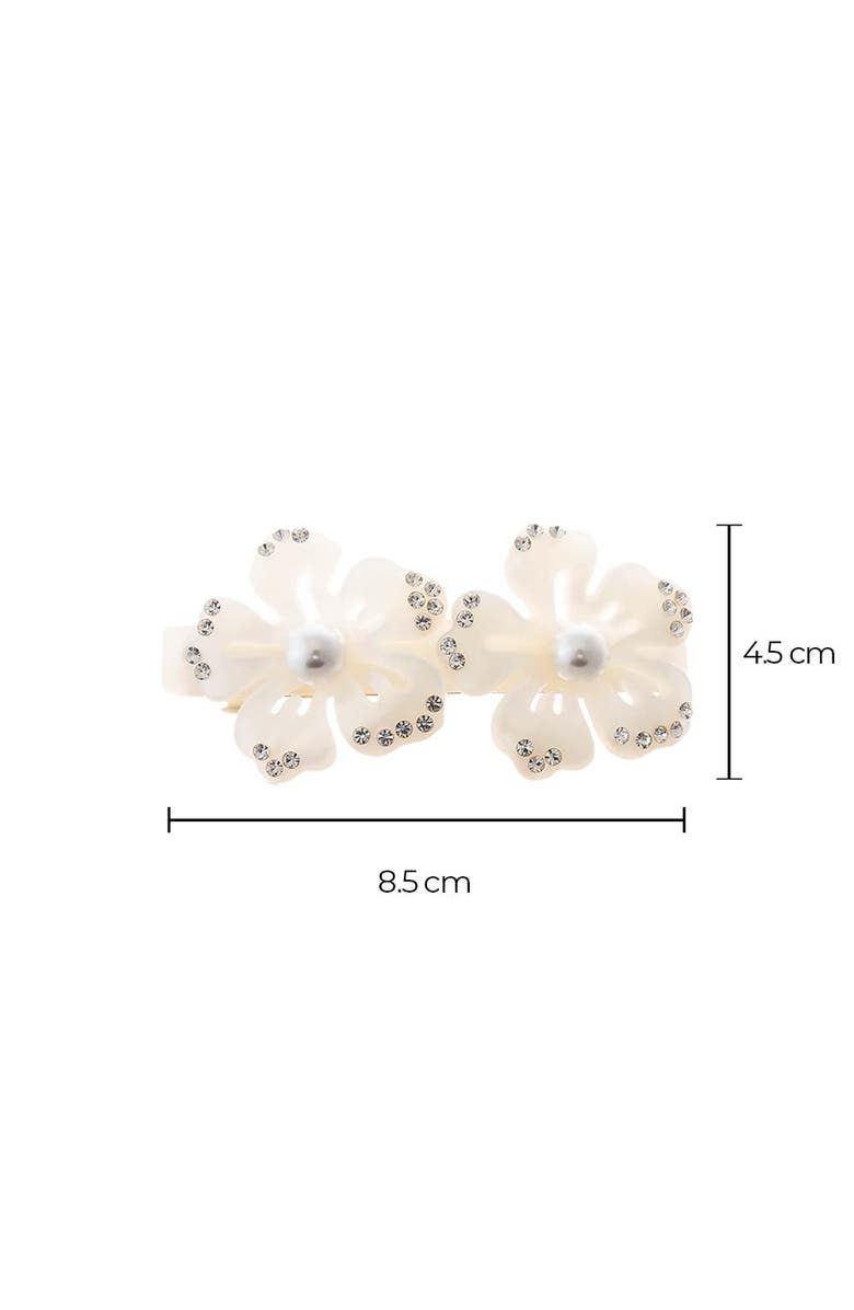 BY ADINA EDEN MOP Double Cutout Flower Hair Barrette, Alternate, color, Ivory