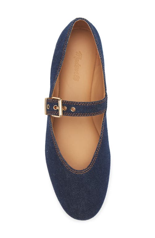 Shop Madewell The Remy Denim Mary Jane Flat In Dark Denim Multi