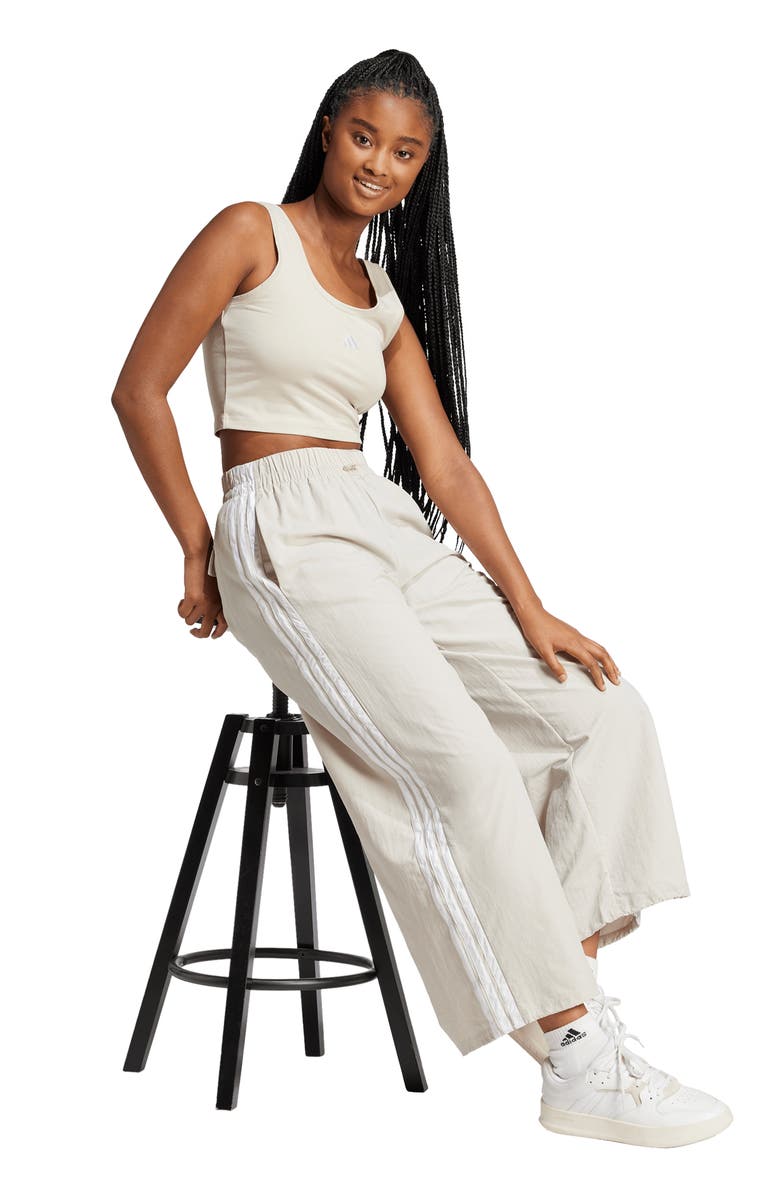 adidas Stretch Cotton Crop Tank, Alternate, color, Wonder Alumina/ White