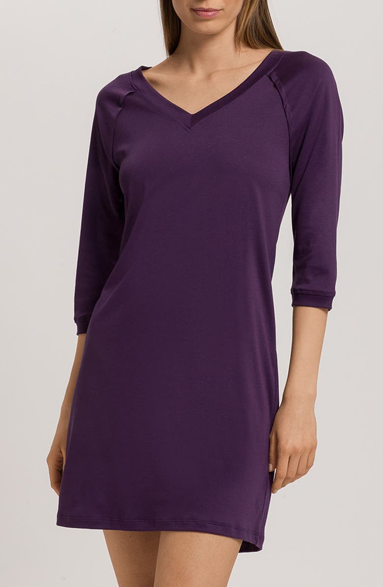Hanro Pure Essence Nightgown, Alternate, color, Amethyst