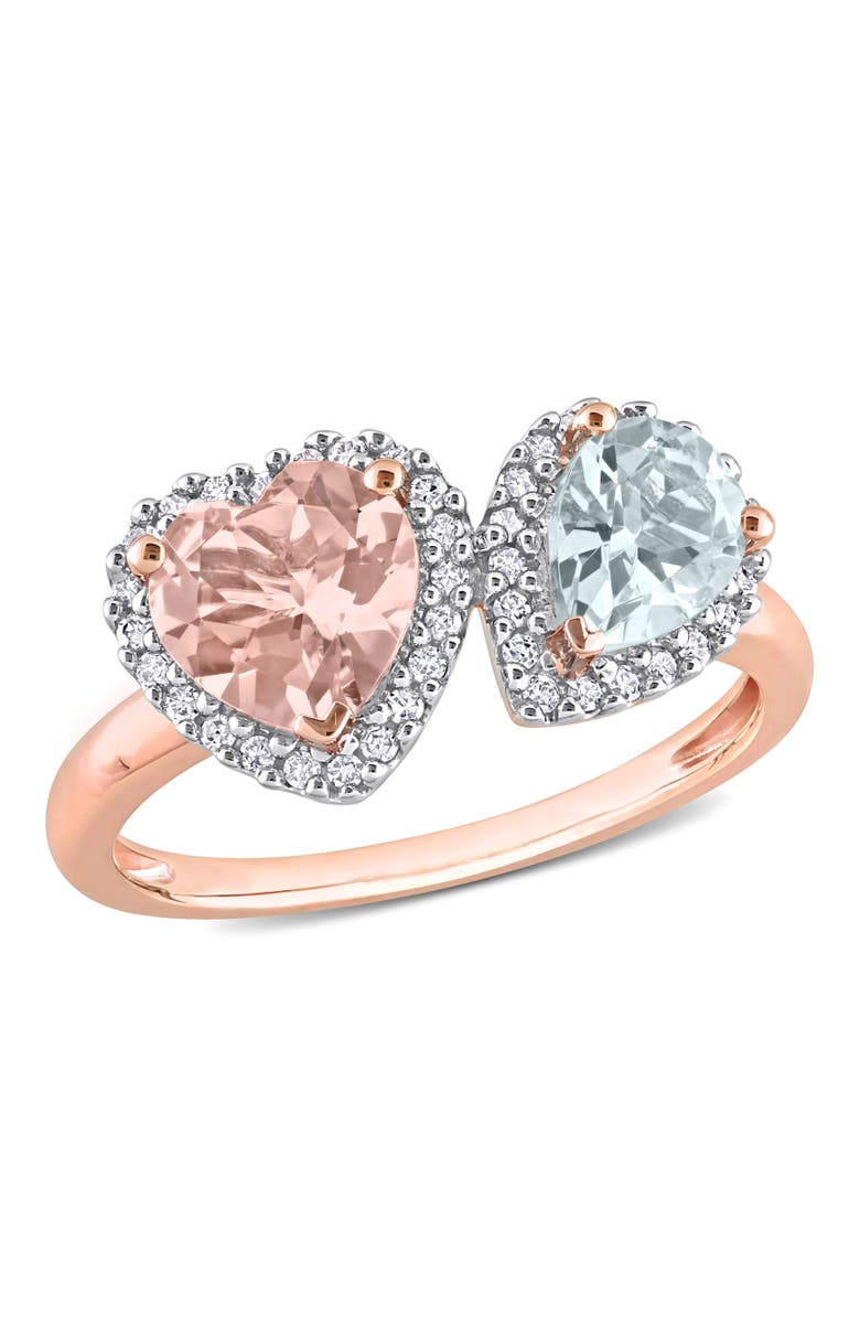 Julianna B. Morganite Aquamarine & Diamond Heart Ring 10k, Main, color, 