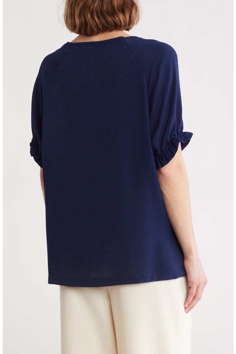 Puff Sleeve High-Low Hem Top, Alternate, color, NAVY