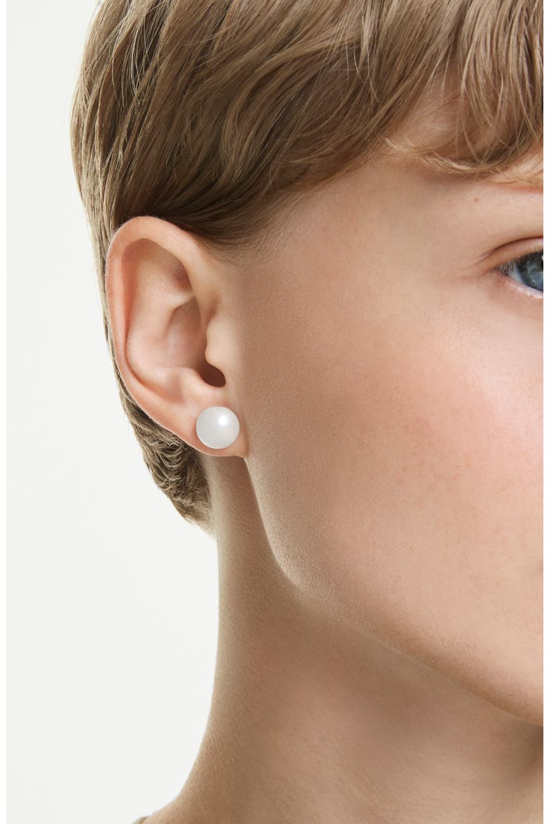 Matrix Crystal Pearl Stud Earrings, Alternate, color, WHITE/ SILVER