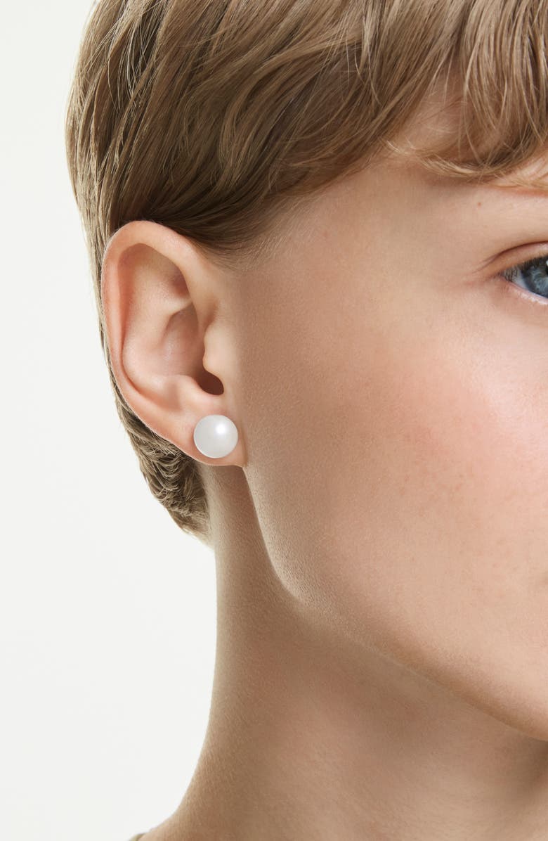 Swarovski Matrix Crystal Pearl Stud Earrings, Alternate, color, White/ Silver