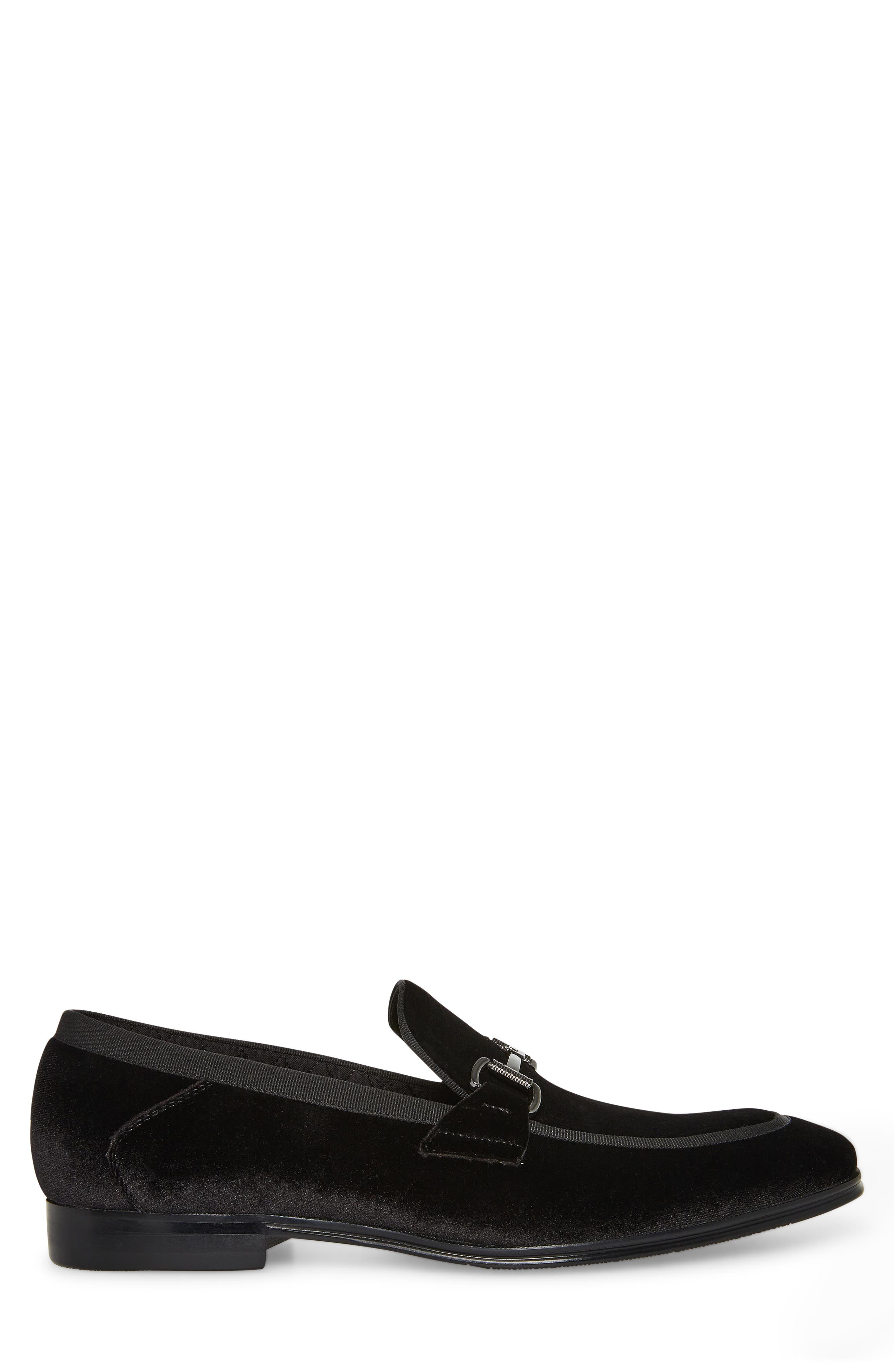 Steve Madden Aahron Leather Loafer, Alternate, color, Black/ Silver