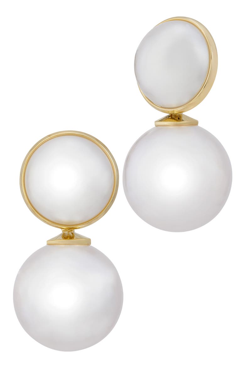 Faux Pearl Drop Earrings, Main, color, YELLOW