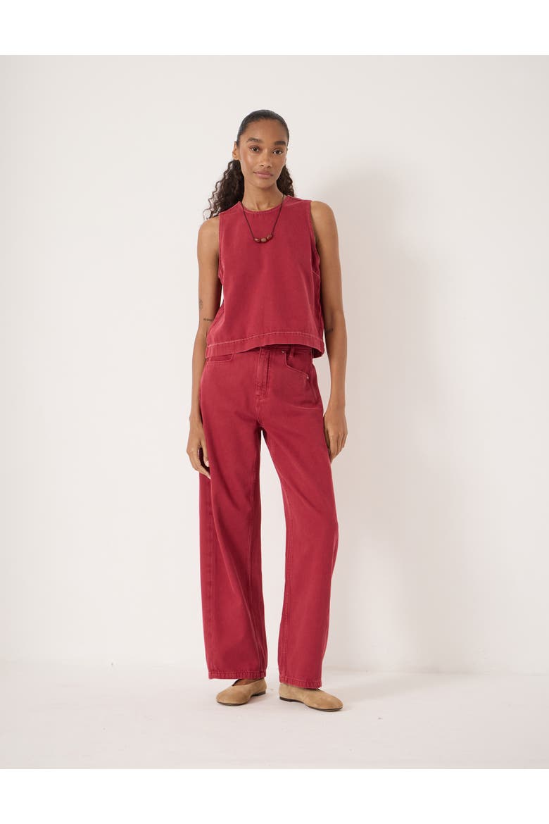 Valerie Denim Shell Top, Alternate, color, Red