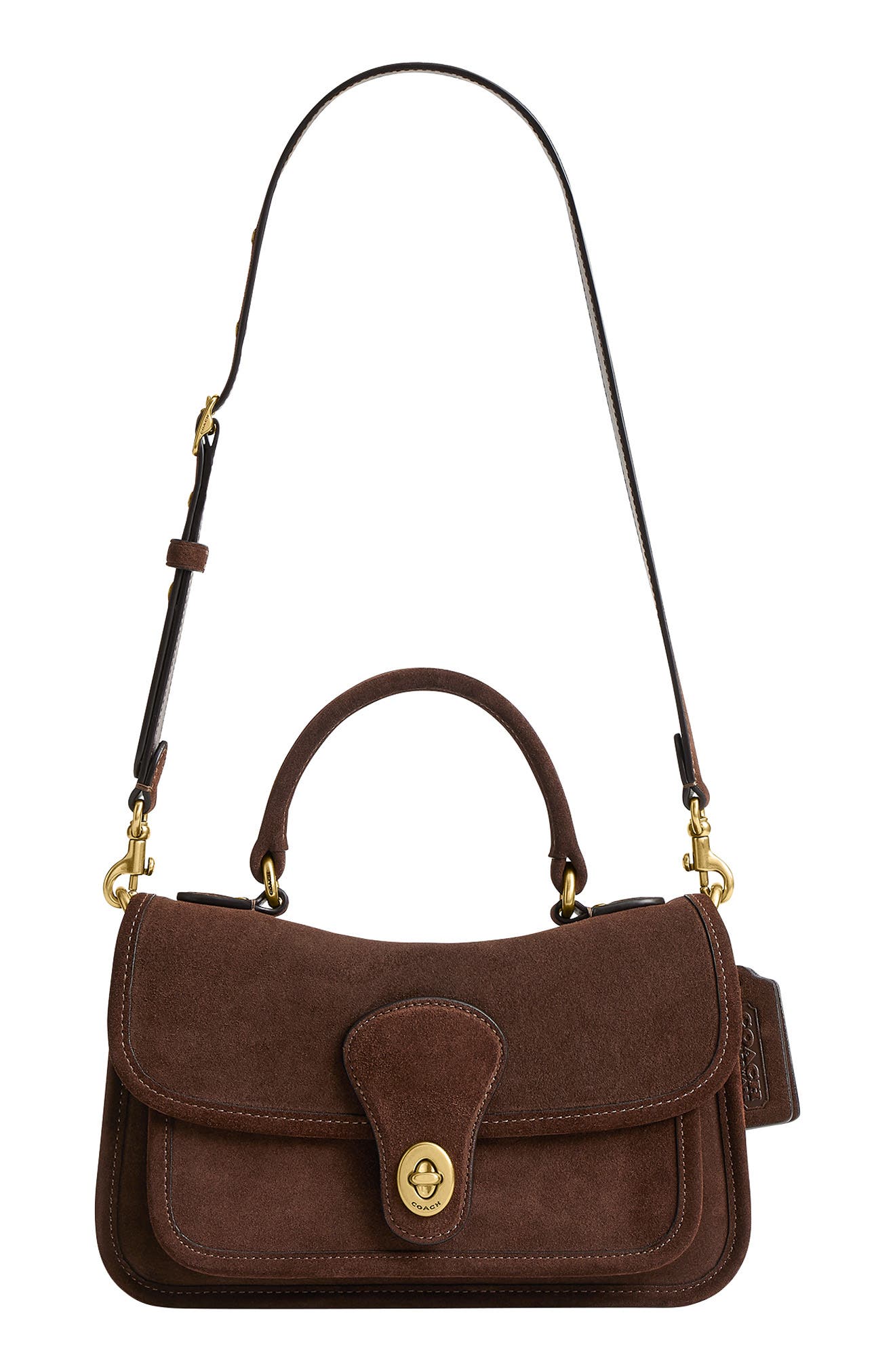 Metropolitan 24 Suede Leather Bag, Main, color, B4/ DARK CHOCOLATE