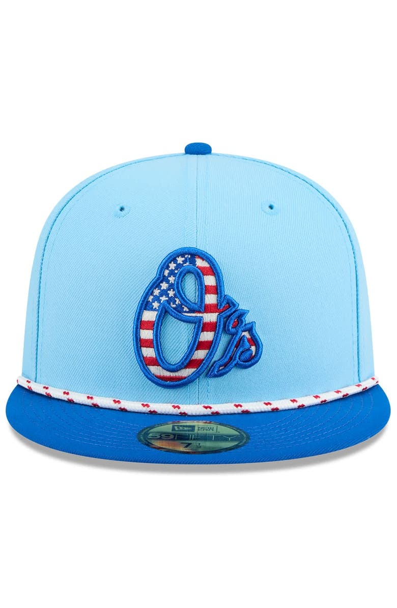 New Era Men's New Era Light Blue/Blue Baltimore Orioles 2025 Fourth of July 59FIFTY Fitted Hat, Alternate, color, 