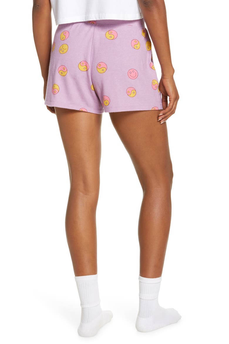 Comfy Shorts, Alternate, color, PURPLE HERB YING YANG SMILE
