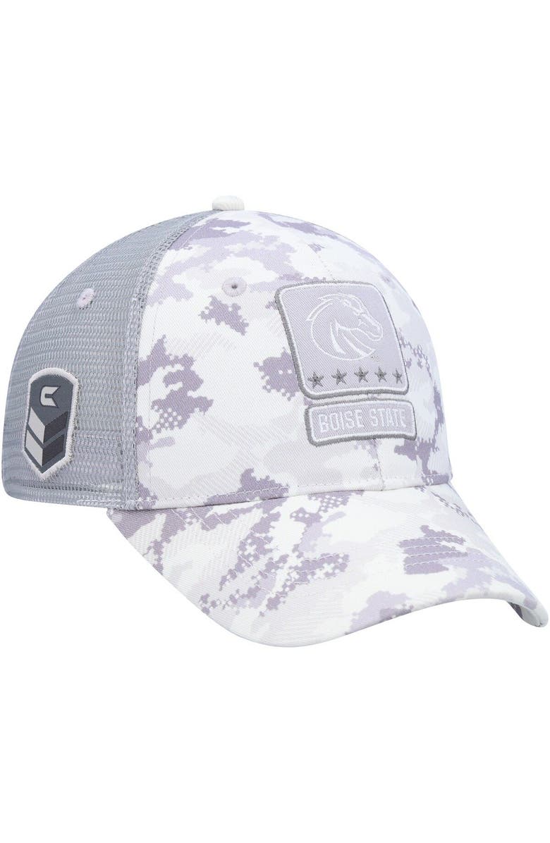 COLOSSEUM Men's Colosseum Camo Boise State Broncos OHT Military Appreciation 2400 Trucker Snapback Hat, Alternate, color, 