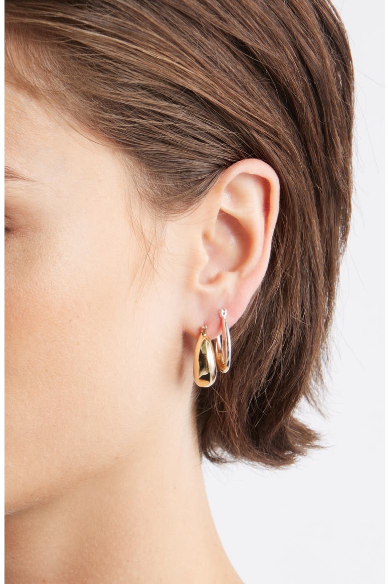 2 Pairs of Mixed Metal Hoop Earrings, Alternate, color, GOLD AND SILVER