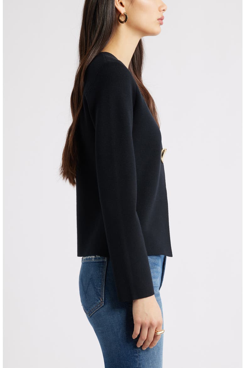 Structured One-Button Cardigan, Alternate, color, BLACK