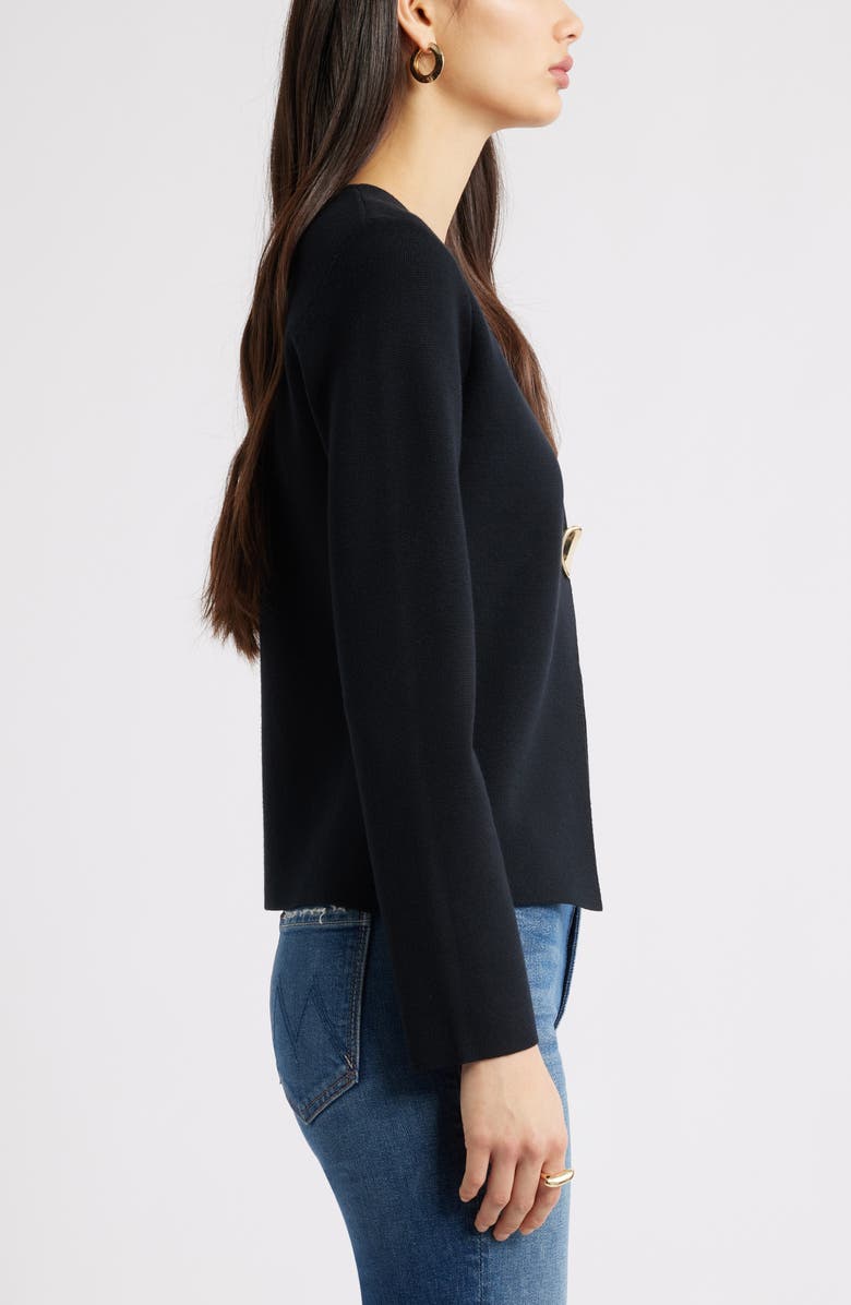 Open Edit Structured One-Button Cardigan, Alternate, color, Black