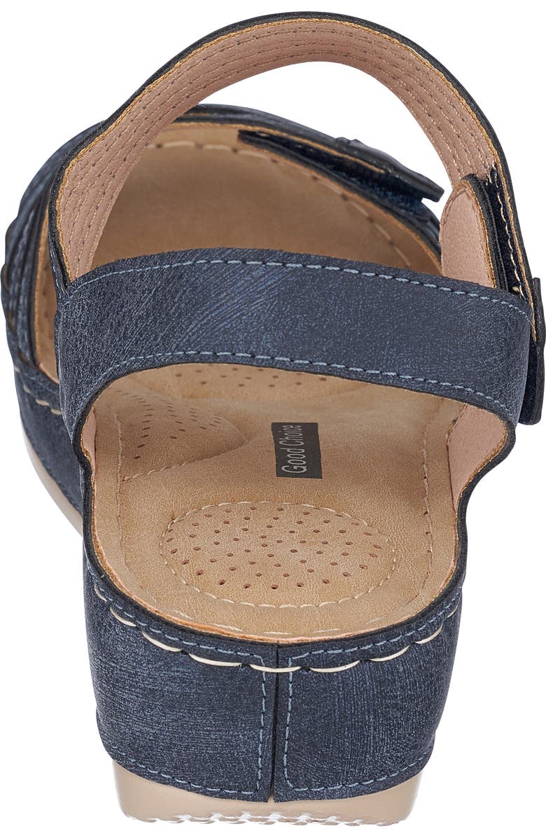 GOOD CHOICE NEW YORK Samar Snakeskin Embossed Hook & Loop Wedge Sandal, Alternate, color, Blue