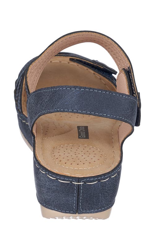 GC SHOES GC SHOES SAMAR SNAKESKIN EMBOSSED HOOK & LOOP WEDGE SANDAL 
