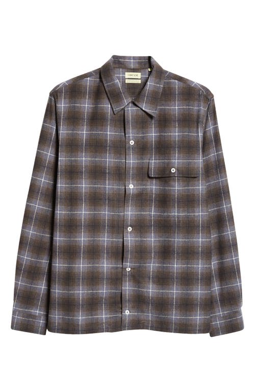 De Bonne Facture Plaid Long Sleeve Camp Shirt in Purple Check 