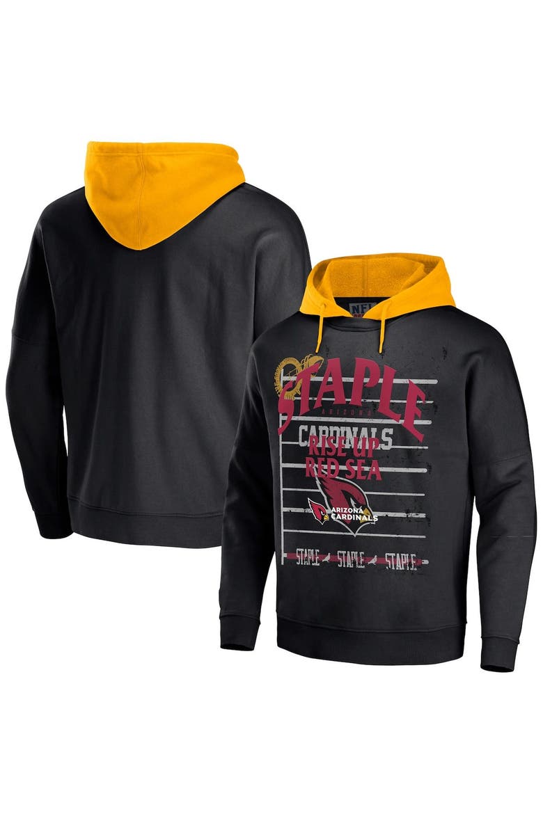 Men's NFL x Staple Black Arizona Cardinals Throwback Vintage Wash Pullover Hoodie, Main, color, Black