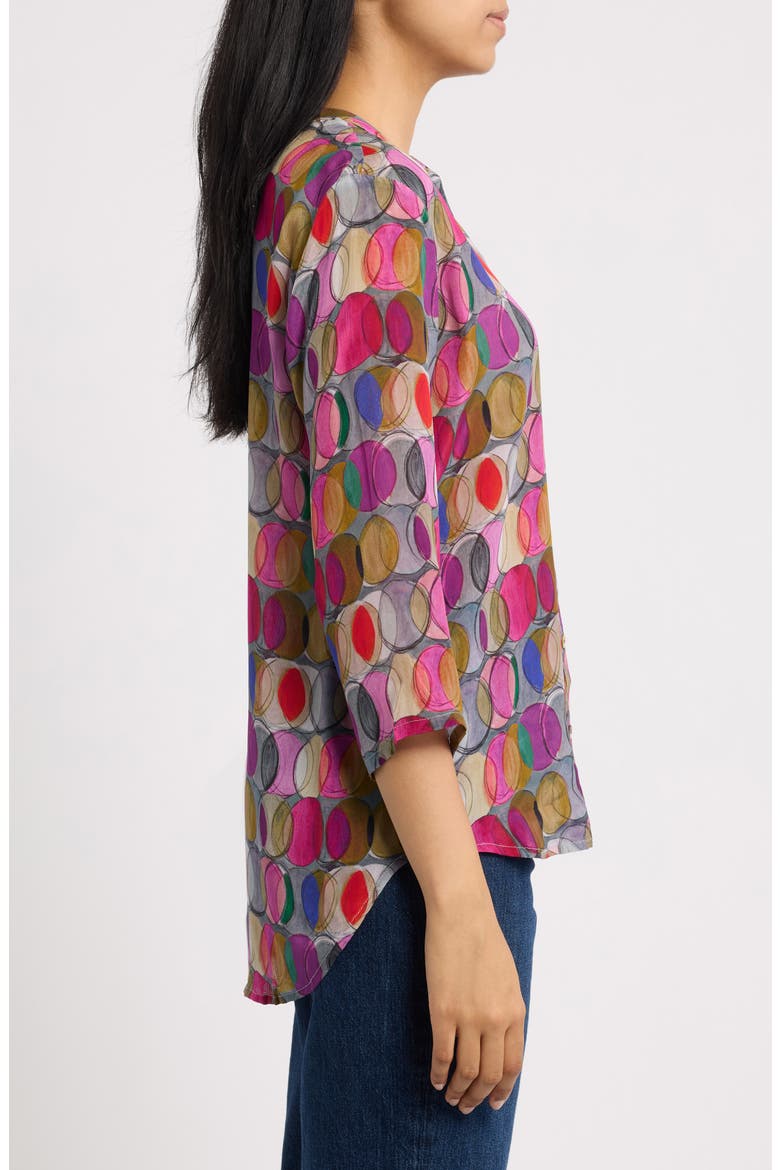 Mandarin Collar Button-Down Shirt, Alternate, color, PURPLE MULTI