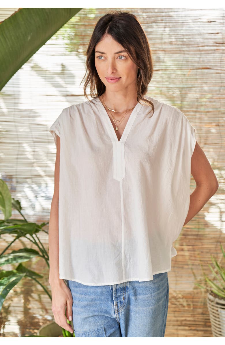 ocean+main Sleeveless Rouched Top, Alternate, color, White
