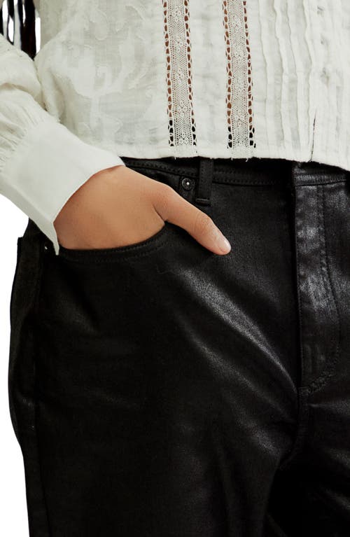 Free People Nocturne Coated High Waist Bootcut Jeans In Ethereal Black