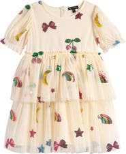 Ava & Yelly Kids' Tiered Sequin Icon Dress