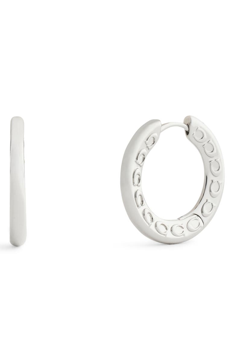 COACH Small Hoop Earrings, Main, color, Rhodium