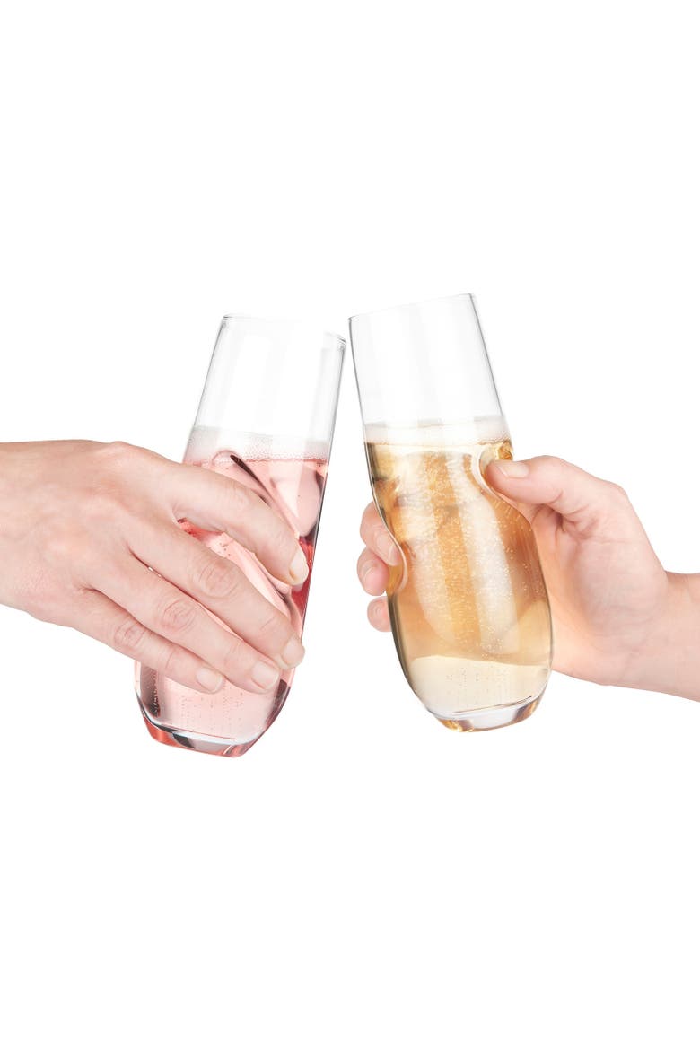 Bubbles Sparkling, Champagne, Bubbly Glass Set with Opener - 10 oz, Alternate, color, Clear