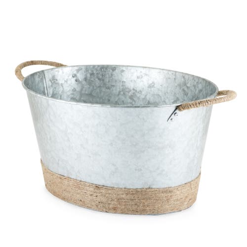 Twine Seaside Jute Rope Wrapped Galvanized Tub In Silver