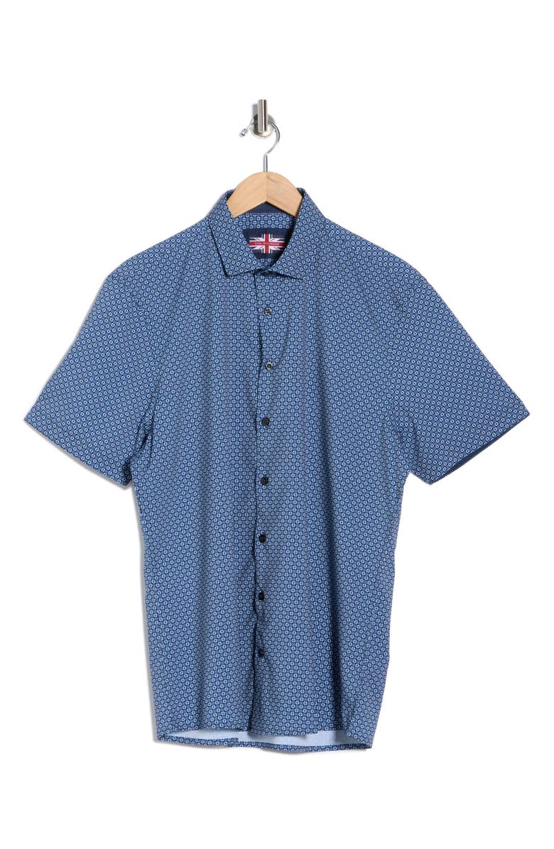 SOUL OF LONDON Short Sleeve Sport Shirt, Alternate, color, Navy/ Marine