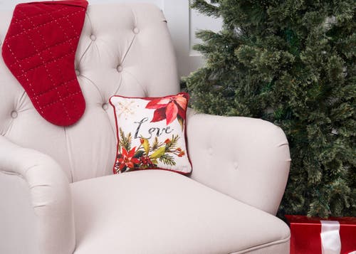 C & F Home C&f Home Love Poinsettia Small/petite Christmas Accent Pillow, 10" X 10" In Red