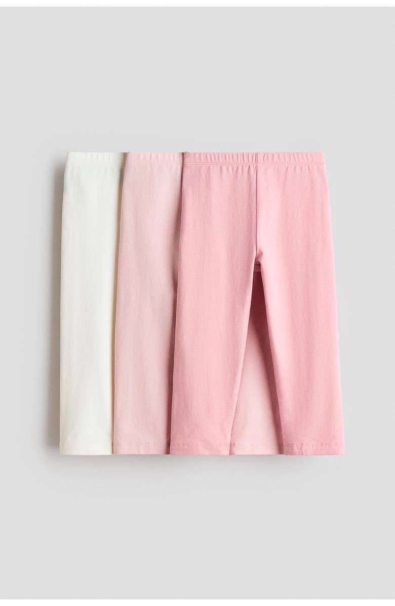 H&M 3-pack Cotton Leggings, Main, color, Light Pink/White