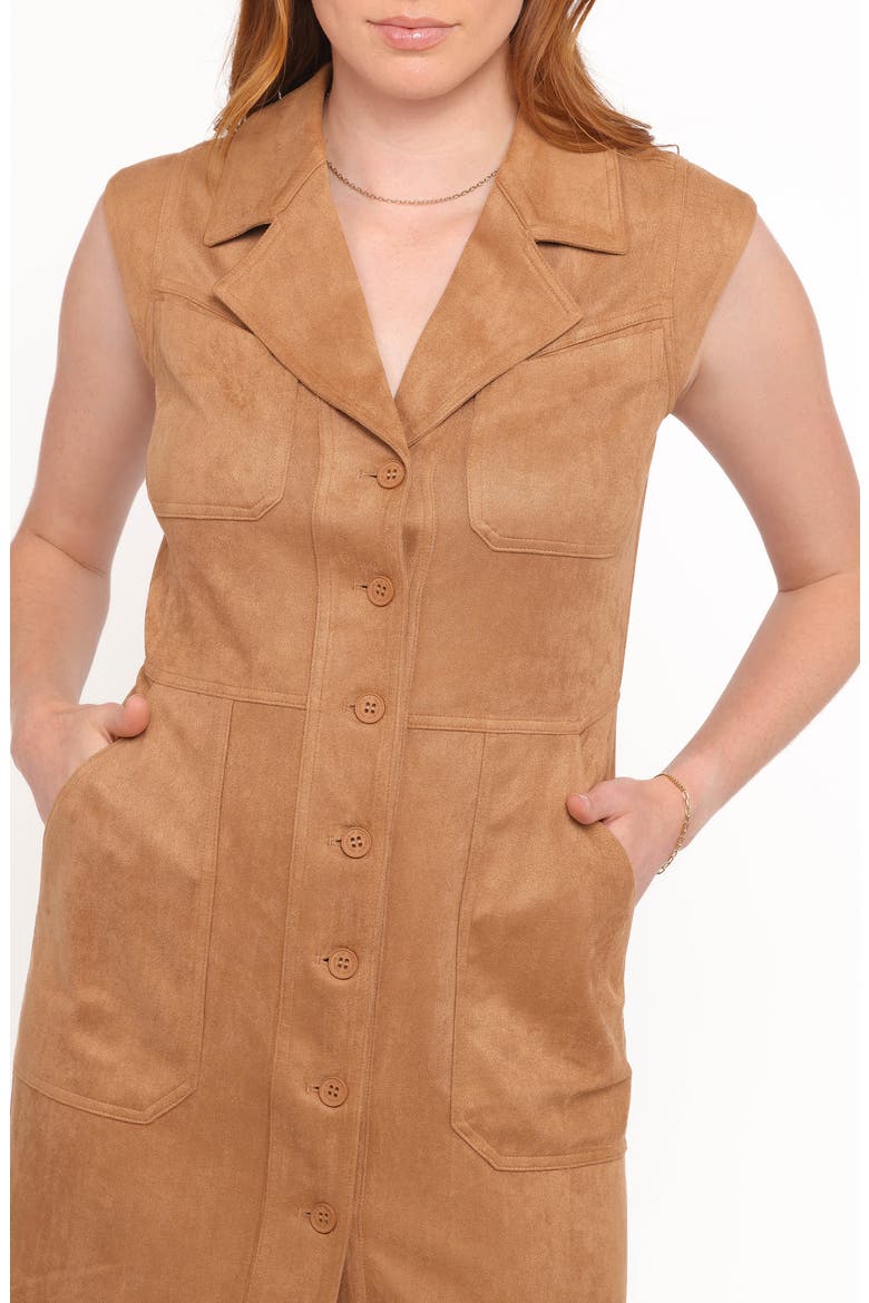 Xoey Sleeveless Faux Suede Minidress, Alternate, color, CAMEL