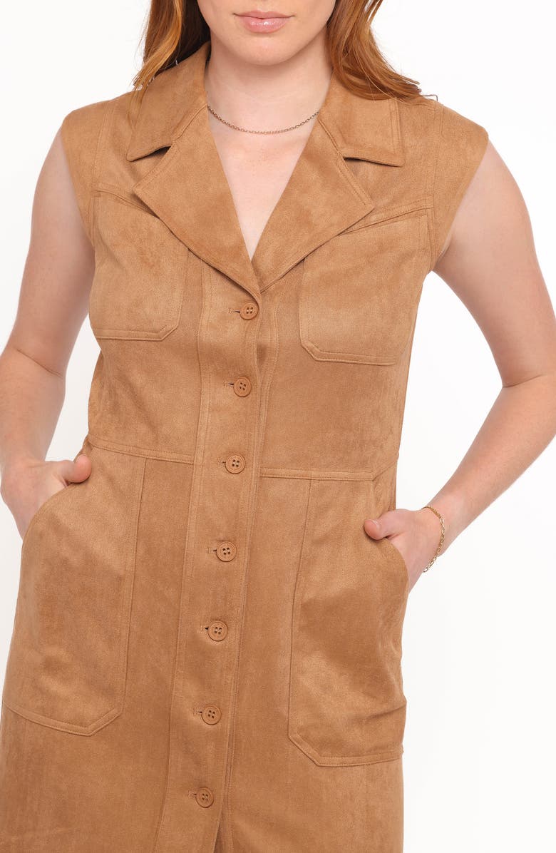 Petal & Pup Xoey Sleeveless Faux Suede Minidress, Alternate, color, Camel