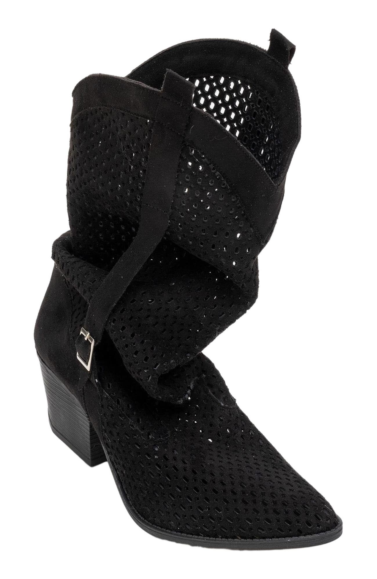 Prologue Shoes Larry Western Cut-Out Summer Boots, Main, color, Black Faux Leather