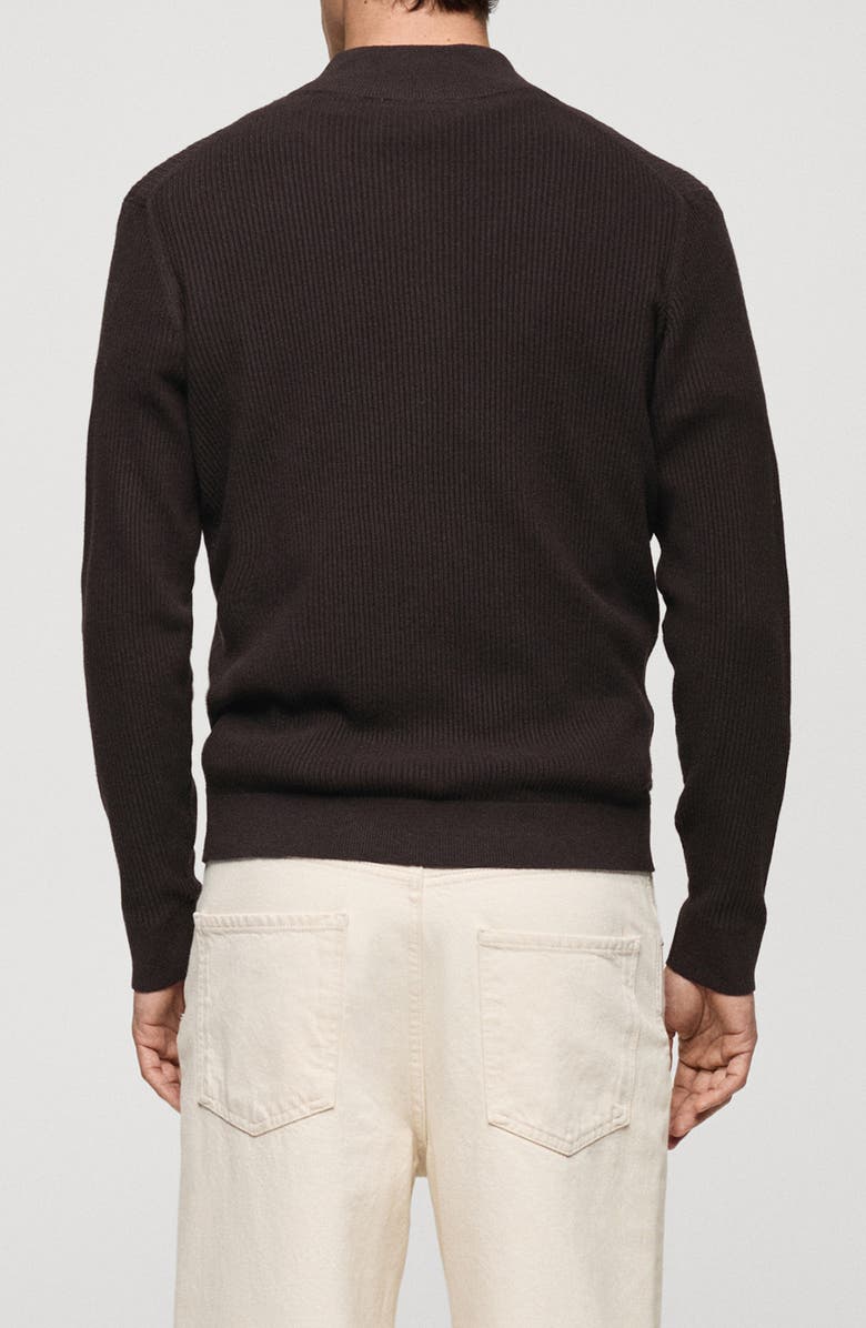 MANGO Quarter Zip Rib Sweater, Alternate, color,