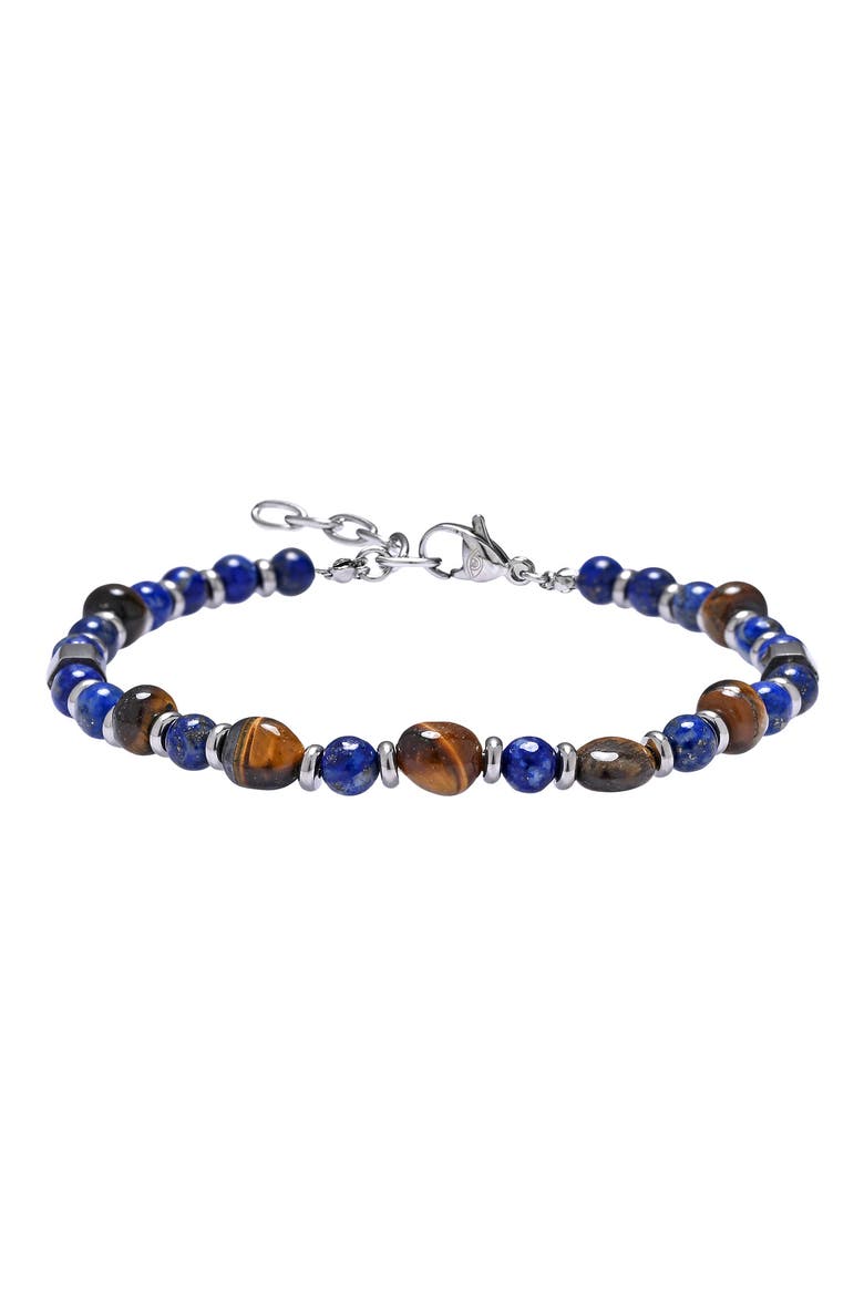 Cyrus Stone Beaded Bracelet, Main, color, SILVER
