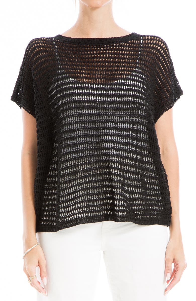 MAX STUDIO Pointelle Short Sleeve Sweater, Main, color, 