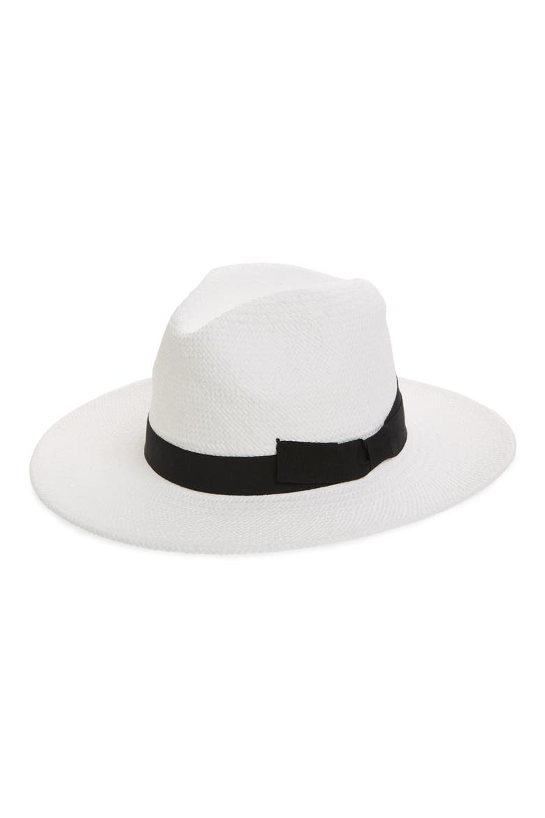 Woven Straw Panama Hat, Main, color, WHITE