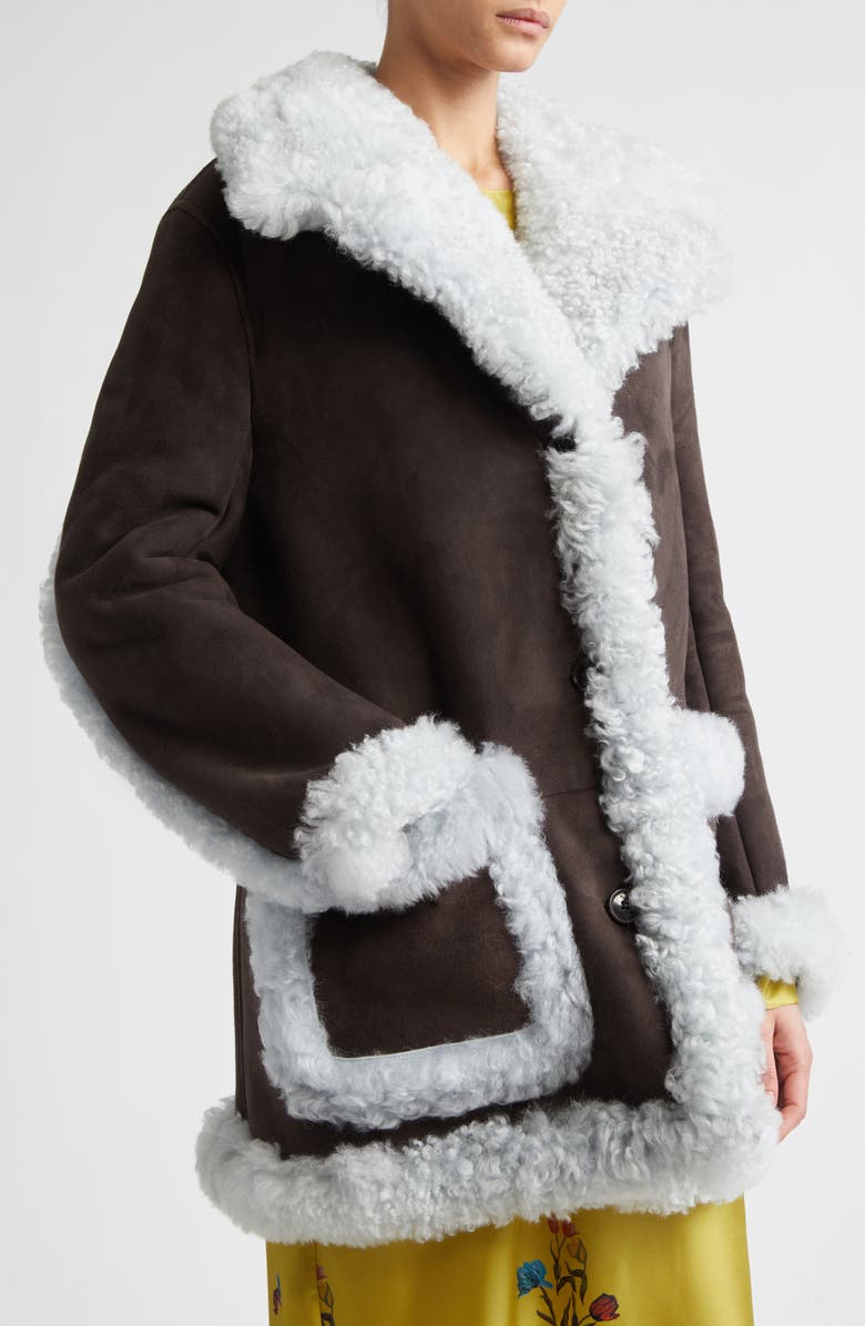 Marni Oversize Genuine Shearling Jacket, Alternate, color, 00M75cacao